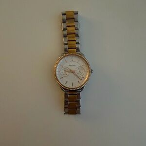 Fossil Two-Tone Silver and Gold Link Bracelet Women's Watch
